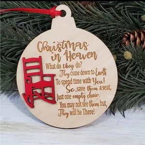 CHRISTMAS IN HEAVEN WOODEN MEMORIAL TREE ORNAMENT
